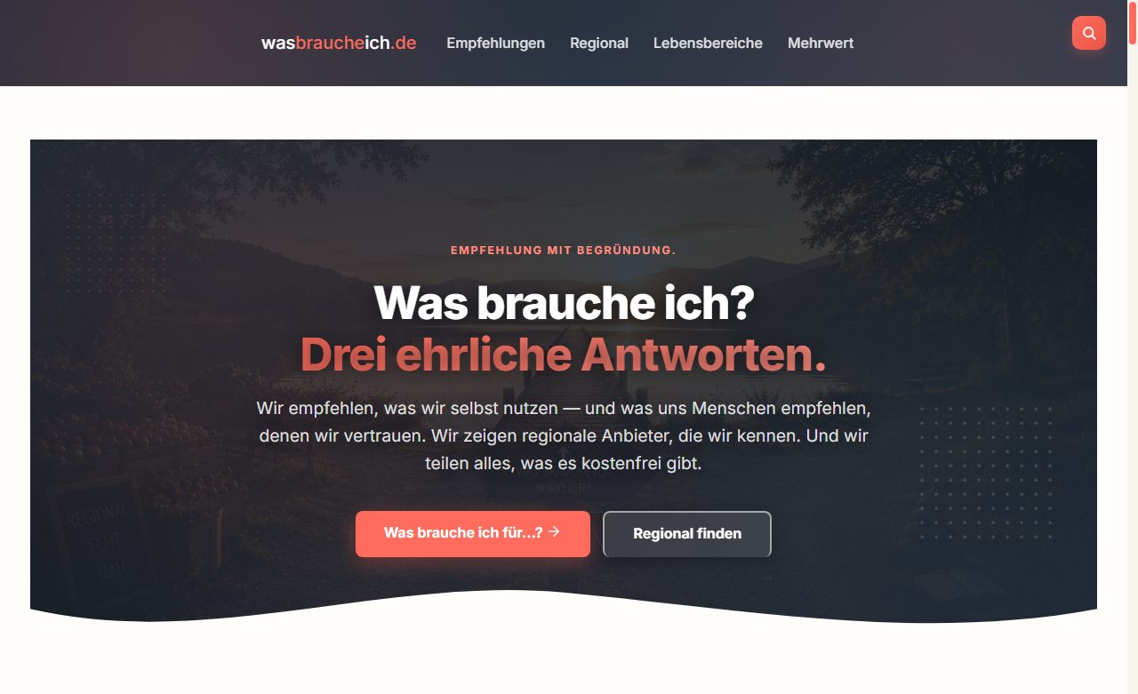 wasbraucheich.de Plattform - Regionale Werte-Empfehlungen